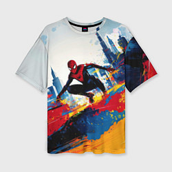 Футболка оверсайз женская Человек - паук и пролитая краска, цвет: 3D-принт