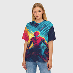 Футболка оверсайз женская Человек паук и краски, цвет: 3D-принт — фото 2