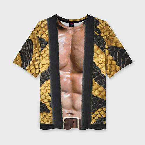 Женская футболка оверсайз Накаченное мужское тело в змеином наряде / 3D-принт – фото 1