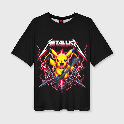 Женская футболка оверсайз Metallica - cool Pikachu / 3D-принт – фото 1