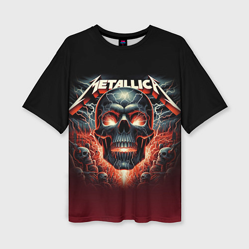 Женская футболка оверсайз Metallica - fire skull / 3D-принт – фото 1