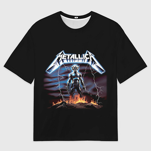 Женская футболка оверсайз Metallica - neon fantasy / 3D-принт – фото 1