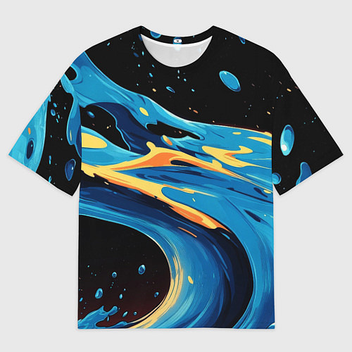 Женская футболка оверсайз Синяя волна из красок / 3D-принт – фото 1