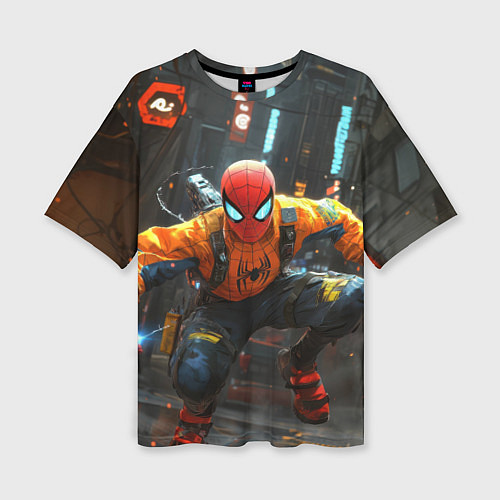 Женская футболка оверсайз Человек паук бежит / 3D-принт – фото 1
