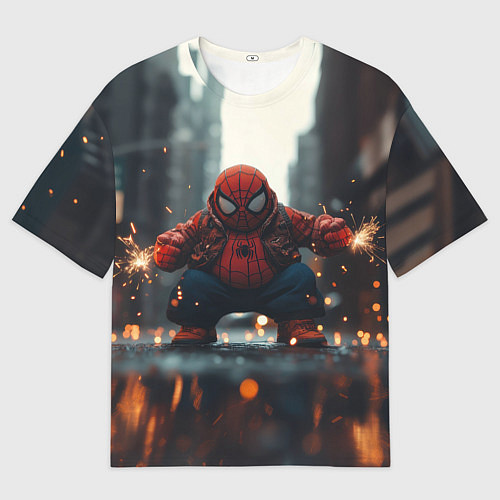 Женская футболка оверсайз Толстый злой человек-паук / 3D-принт – фото 1