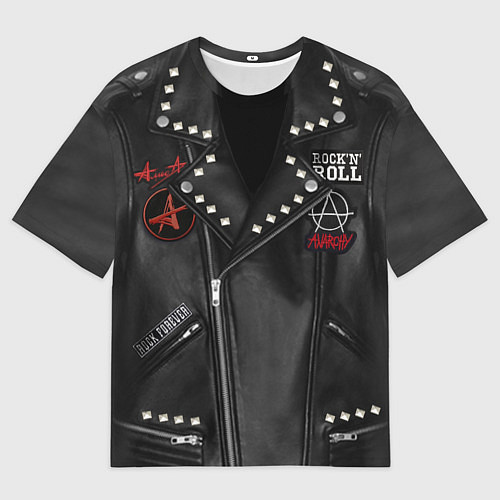 Женская футболка оверсайз Рокерская косуха с нашивками Алиса / 3D-принт – фото 1