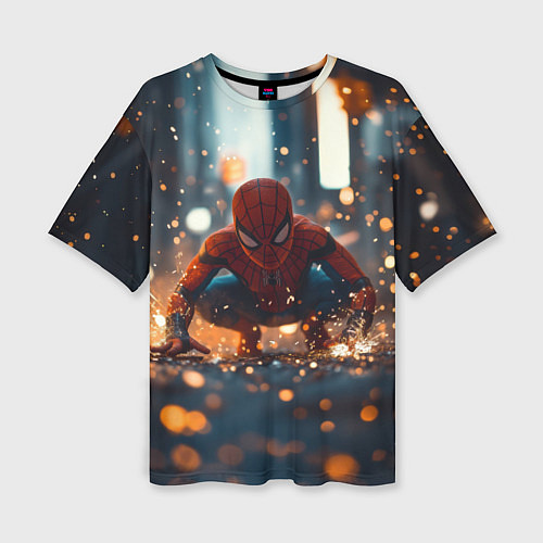 Женская футболка оверсайз Человек паук и золотая пыльца / 3D-принт – фото 1