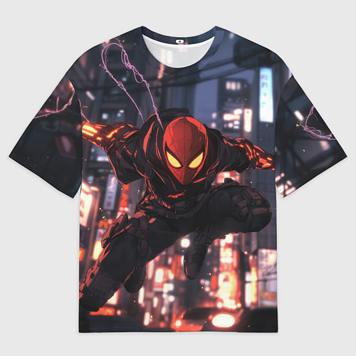 Женская футболка оверсайз Человек паук в черном / 3D-принт – фото 1