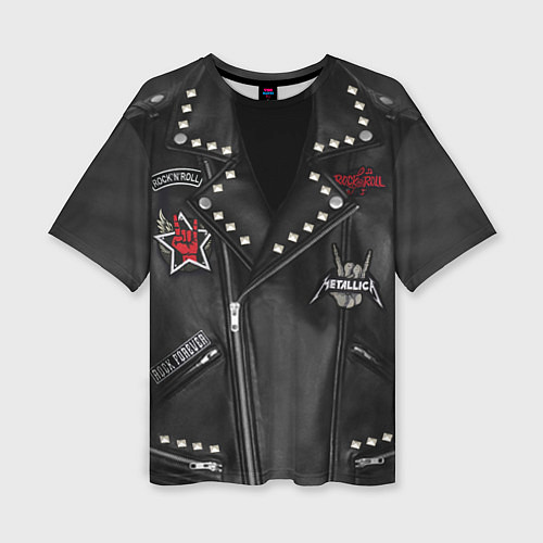 Женская футболка оверсайз Косуха с нашивками Metallica / 3D-принт – фото 1