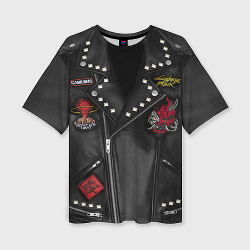 Женская футболка оверсайз Косуха с нашивкой самурая киберпанк / 3D-принт – фото 1