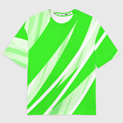 Футболка оверсайз женская Яблочный зелёный абстракция с полосами, цвет: 3D-принт