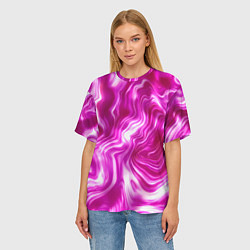Футболка оверсайз женская Завихрения - оттенки розового и белого, цвет: 3D-принт — фото 2