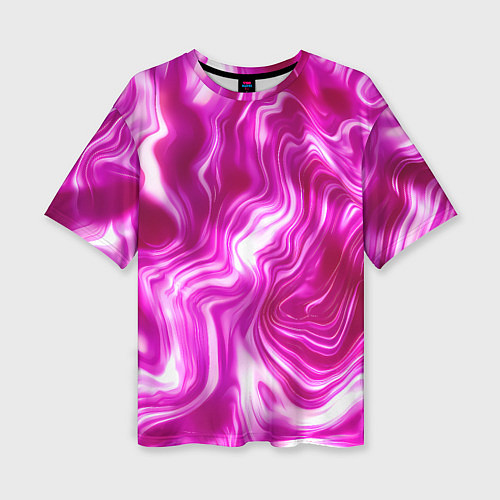 Женская футболка оверсайз Завихрения - оттенки розового и белого / 3D-принт – фото 1