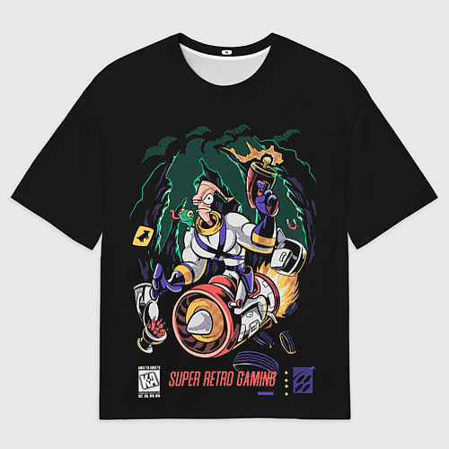Женская футболка оверсайз Earth worm Jim - super retro gaming / 3D-принт – фото 1