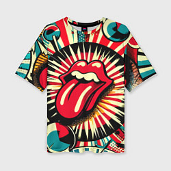 Женская футболка оверсайз Logo of the Rolling Stones - pop art