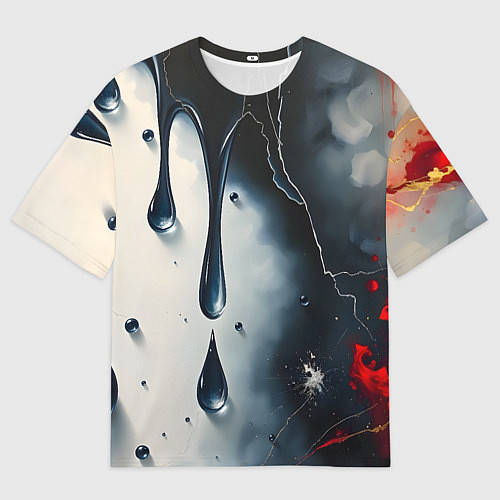 Женская футболка оверсайз Сюрреалистичная абстракция с каплями / 3D-принт – фото 1