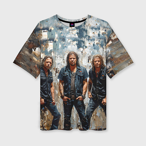 Женская футболка оверсайз Metallica масляной краской / 3D-принт – фото 1