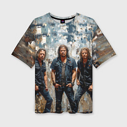 Женская футболка оверсайз Metallica масляной краской