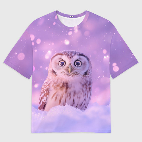 Женская футболка оверсайз Удивленная сова / 3D-принт – фото 1
