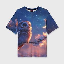 Футболка оверсайз женская Сова на фоне ночного неба, цвет: 3D-принт