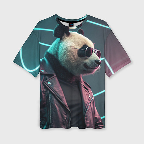 Женская футболка оверсайз Cyberpunk panda / 3D-принт – фото 1