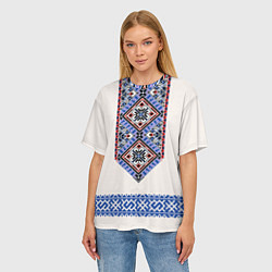 Футболка оверсайз женская Славянская вышиванка - узор обережник, цвет: 3D-принт — фото 2