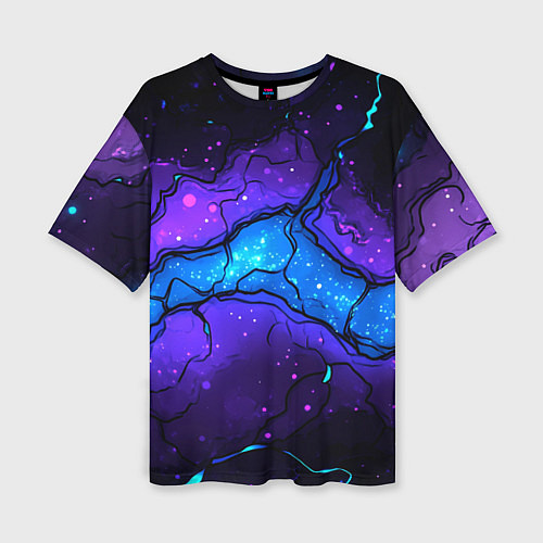 Женская футболка оверсайз Синяя звездная полоса в плите текстура / 3D-принт – фото 1