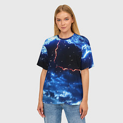 Футболка оверсайз женская Звезды и молнии в разломе плит, цвет: 3D-принт — фото 2