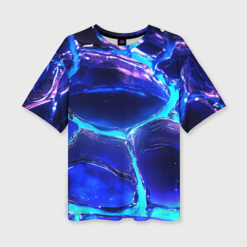 Женская футболка оверсайз Объемные плиты в неоновом свечение / 3D-принт – фото 1