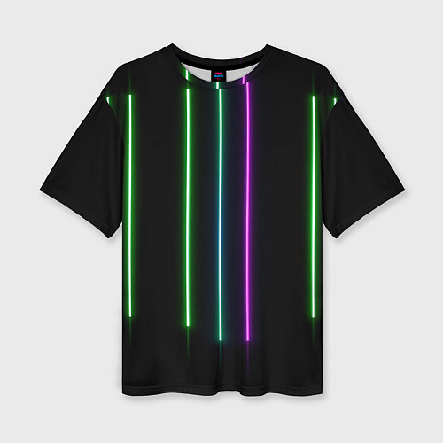 Женская футболка оверсайз Neon stripes / 3D-принт – фото 1