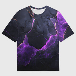 Футболка оверсайз женская Фиолетово-черная объемная текстура, цвет: 3D-принт