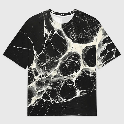 Женская футболка оверсайз Бело-черная потертая текстура / 3D-принт – фото 1