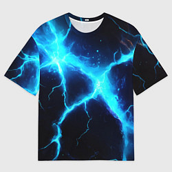 Футболка оверсайз женская Голубой разлом из молний, цвет: 3D-принт