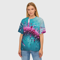 Футболка оверсайз женская Розовые кристаллы, цвет: 3D-принт — фото 2