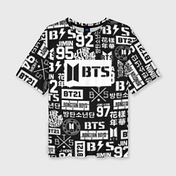 Футболка оверсайз женская Bangtan Boys pattern black, цвет: 3D-принт