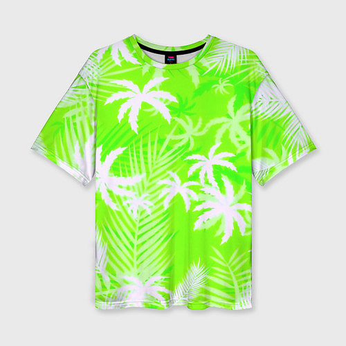 Женская футболка оверсайз Кислотные тропики / 3D-принт – фото 1