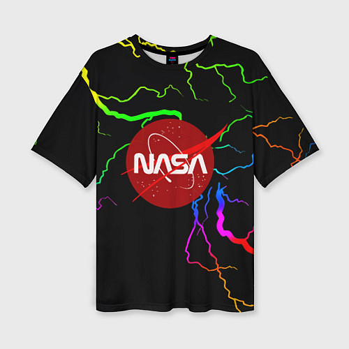 Женская футболка оверсайз НАСА молнии градиент / 3D-принт – фото 1