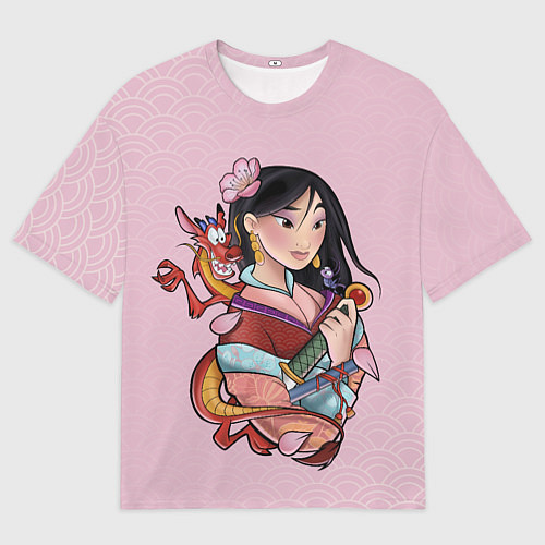 Женская футболка оверсайз Красивая Мулан и Мушу - big pictures / 3D-принт – фото 1