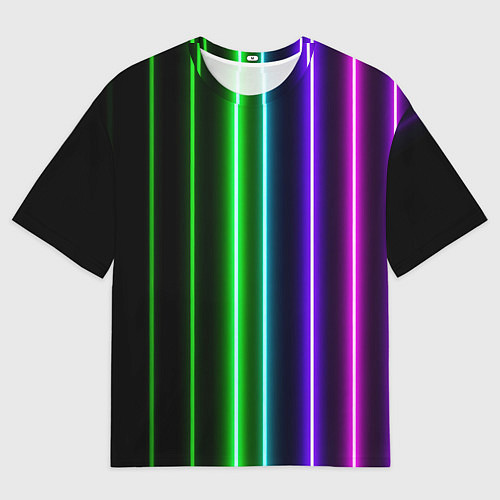 Женская футболка оверсайз Neon lines / 3D-принт – фото 1
