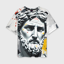 Футболка оверсайз женская Античный портрет и краска, цвет: 3D-принт