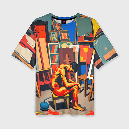 Женская футболка оверсайз Художник в мастерской / 3D-принт – фото 1