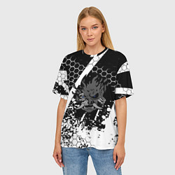 Футболка оверсайз женская Samurai соты краски, цвет: 3D-принт — фото 2