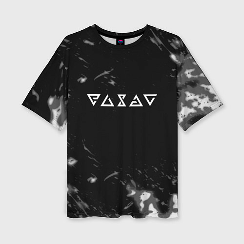 Женская футболка оверсайз Ведьмак лого серые краски / 3D-принт – фото 1