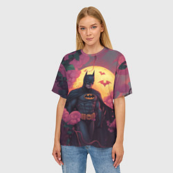 Футболка оверсайз женская Бэтмен и дерево с цветами, цвет: 3D-принт — фото 2