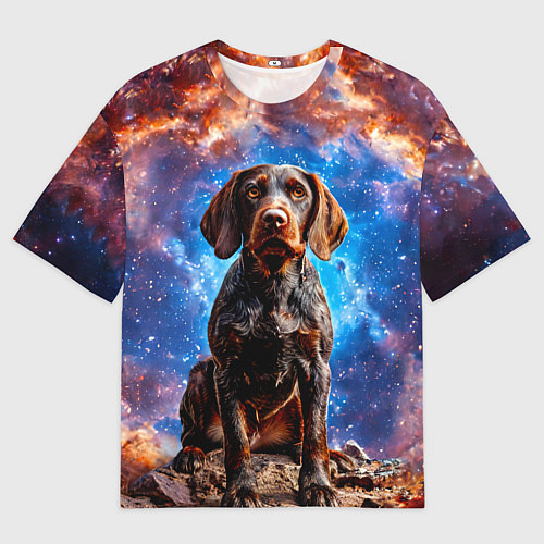 Женская футболка оверсайз Дратхаар в космосе / 3D-принт – фото 1