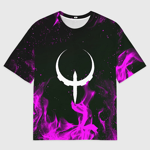 Женская футболка оверсайз Quake fire neon / 3D-принт – фото 1
