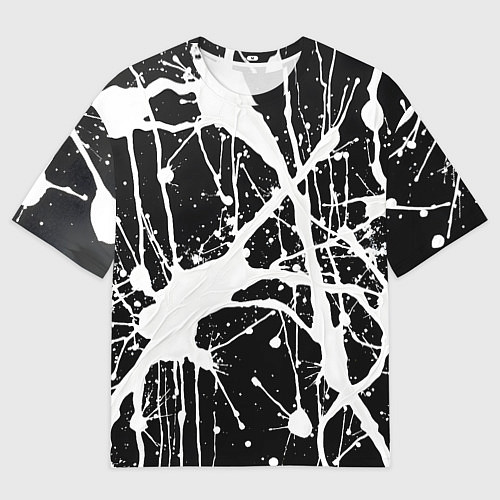 Женская футболка оверсайз Брызги белой краски / 3D-принт – фото 1