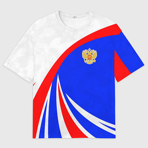 Женская футболка оверсайз Герб России - цвета флага / 3D-принт – фото 1