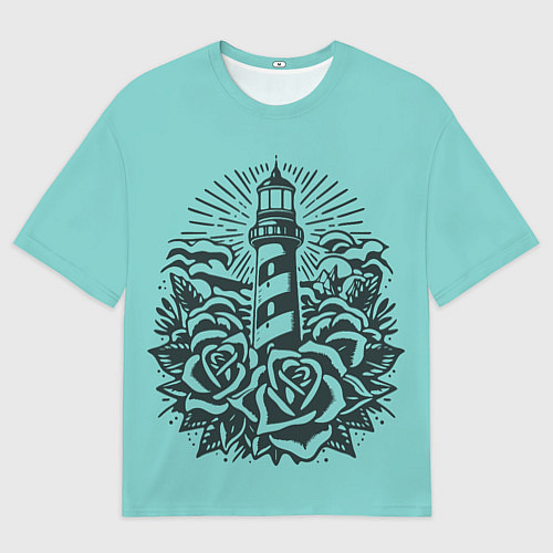 Женская футболка оверсайз Маяк и розы / 3D-принт – фото 1