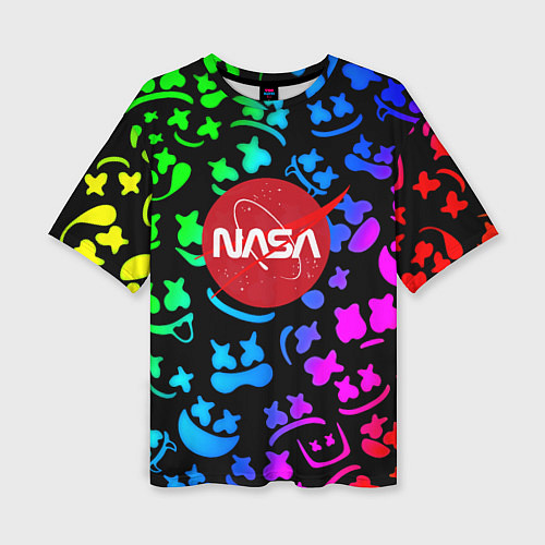 Женская футболка оверсайз Marshmello x NASA gradient / 3D-принт – фото 1